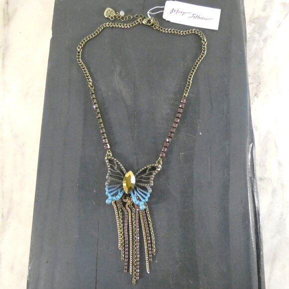 NWT Betsey Johnson Women's Boho Butterfly Fringe Pendant Necklace - Picture 8 of 12